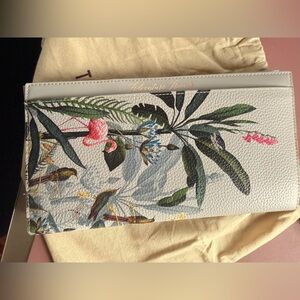 Ted Baker White Floral Passport Wallet with Pink & purple Interior